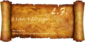 Licht Füzike névjegykártya
